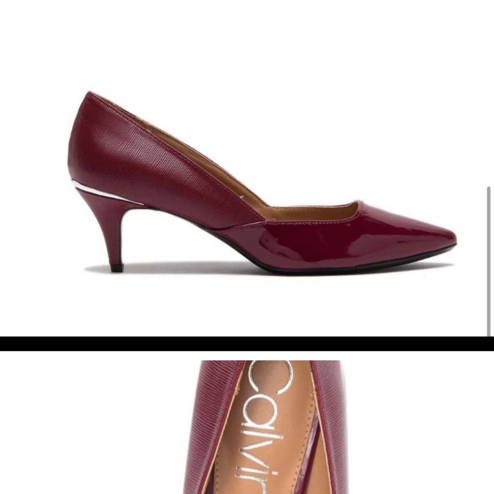 Calvin Klein patent Nala kitten heels